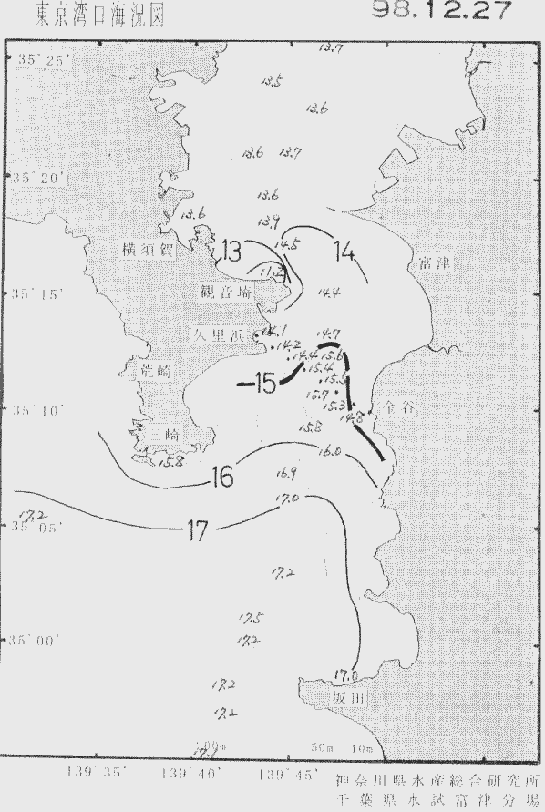 海況図, 東京湾口海況図 検索結果, (水温分布 等を図示)