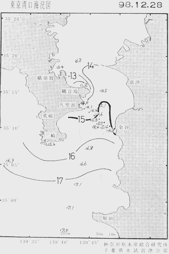 海況図, 東京湾口海況図 検索結果, (水温分布 等を図示)