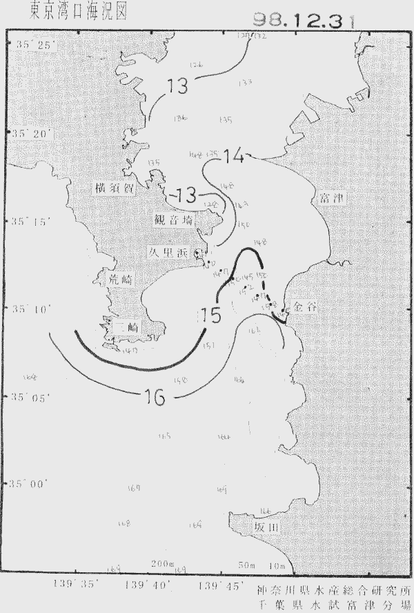 海況図, 東京湾口海況図 検索結果, (水温分布 等を図示)