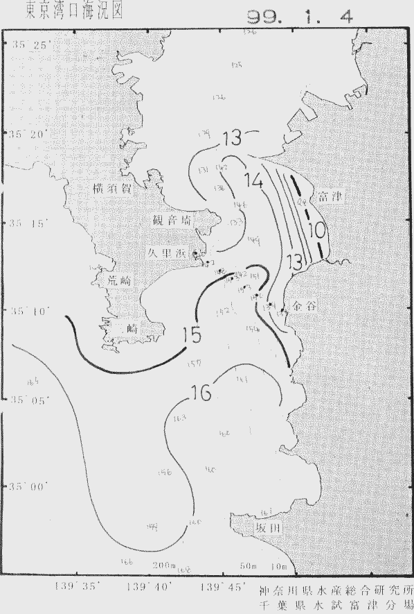 海況図, 東京湾口海況図 検索結果, (水温分布 等を図示)
