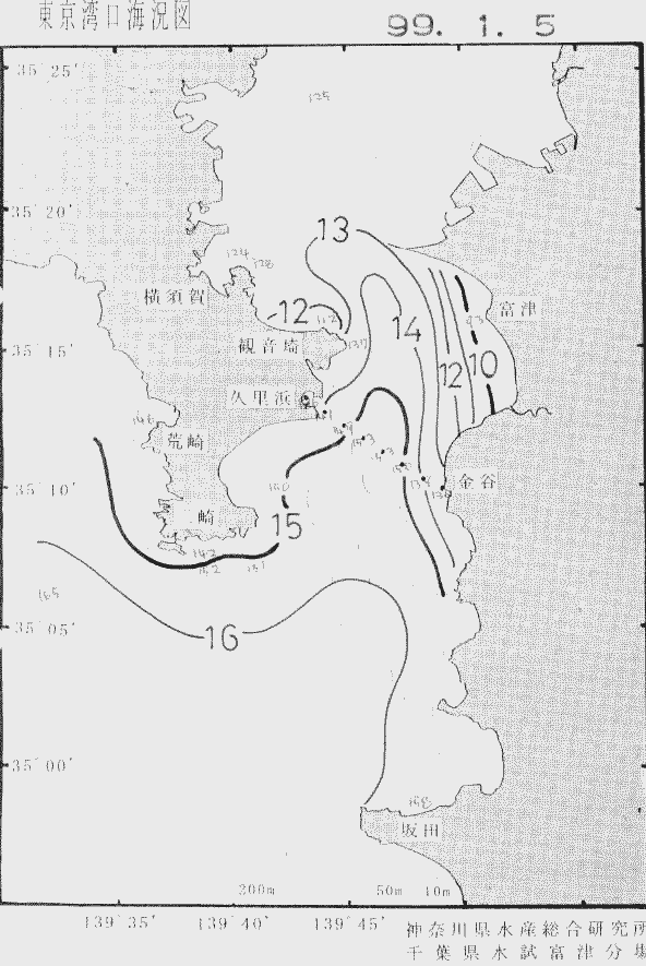 海況図, 東京湾口海況図 検索結果, (水温分布 等を図示)
