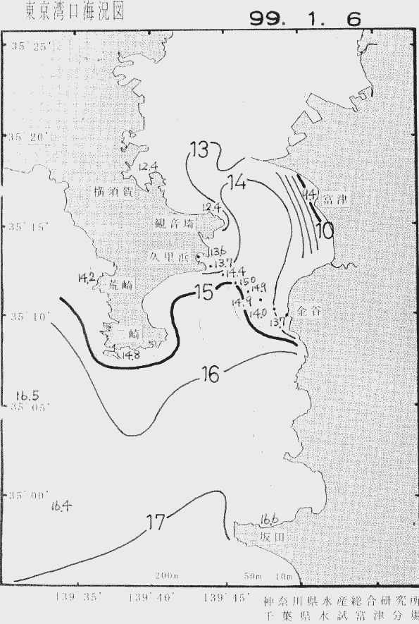 海況図, 東京湾口海況図 検索結果, (水温分布 等を図示)