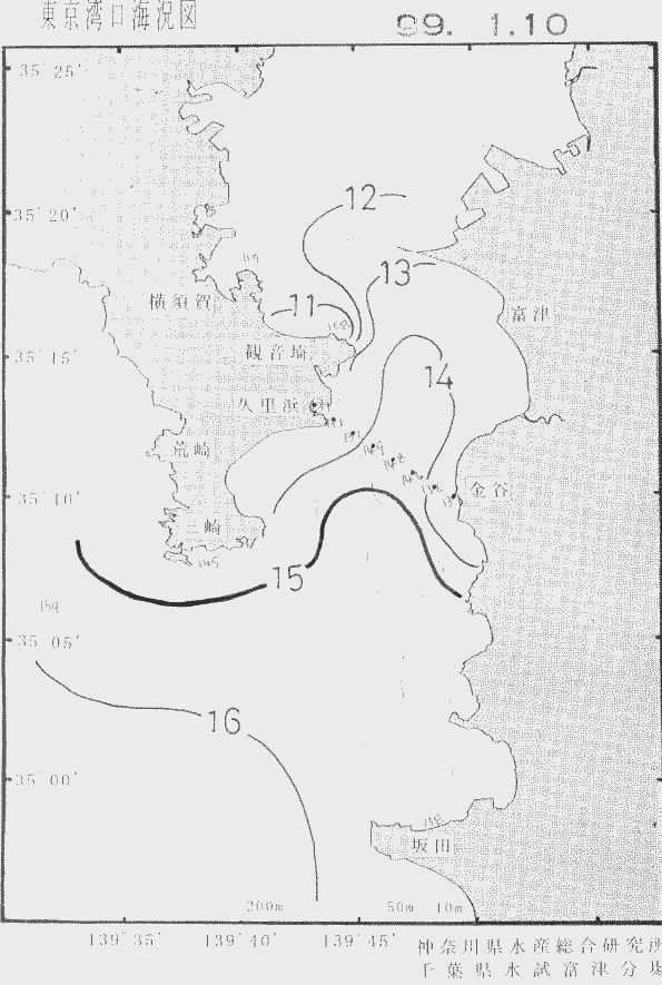 海況図, 東京湾口海況図 検索結果, (水温分布 等を図示)