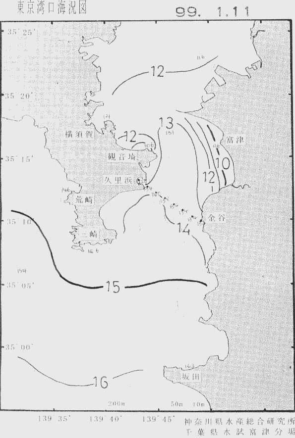 海況図, 東京湾口海況図 検索結果, (水温分布 等を図示)