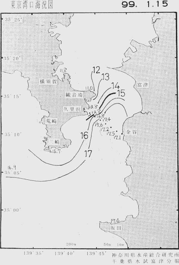 海況図, 東京湾口海況図 検索結果, (水温分布 等を図示)