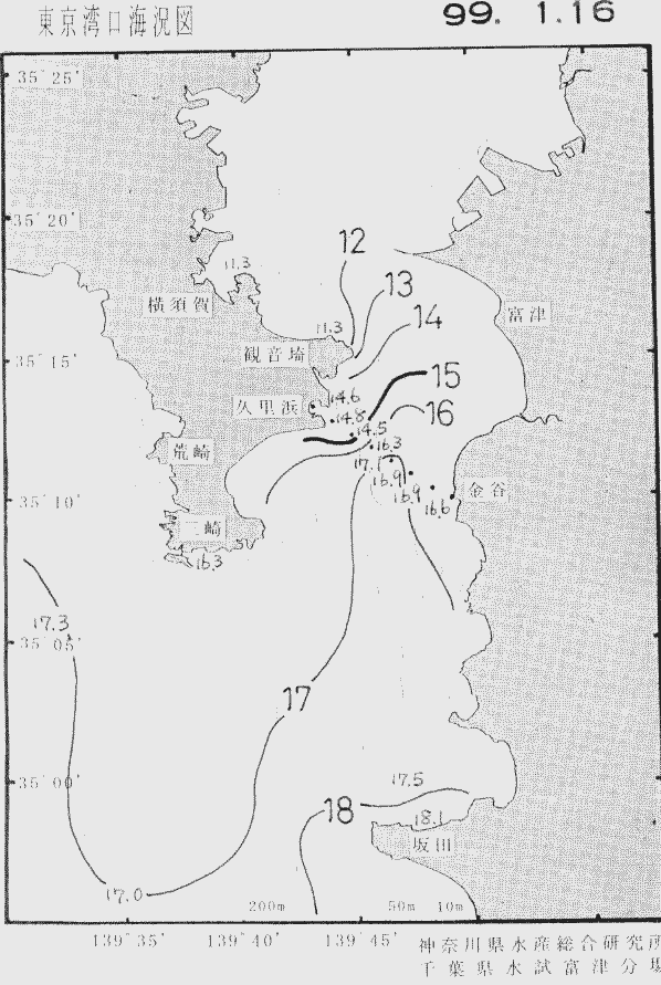 海況図, 東京湾口海況図 検索結果, (水温分布 等を図示)