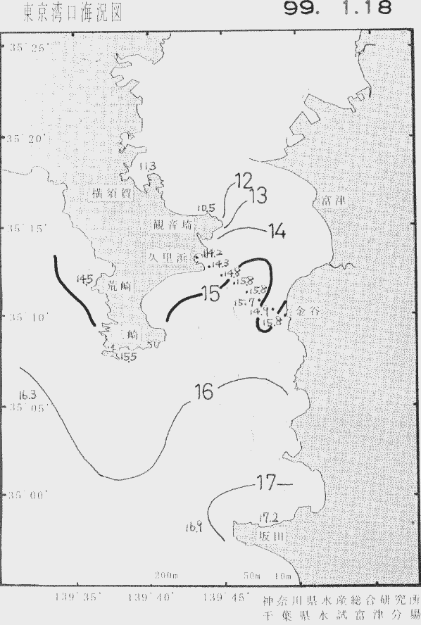 海況図, 東京湾口海況図 検索結果, (水温分布 等を図示)