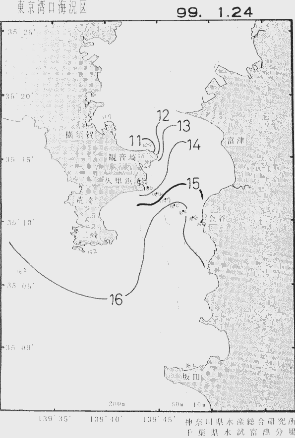 海況図, 東京湾口海況図 検索結果, (水温分布 等を図示)