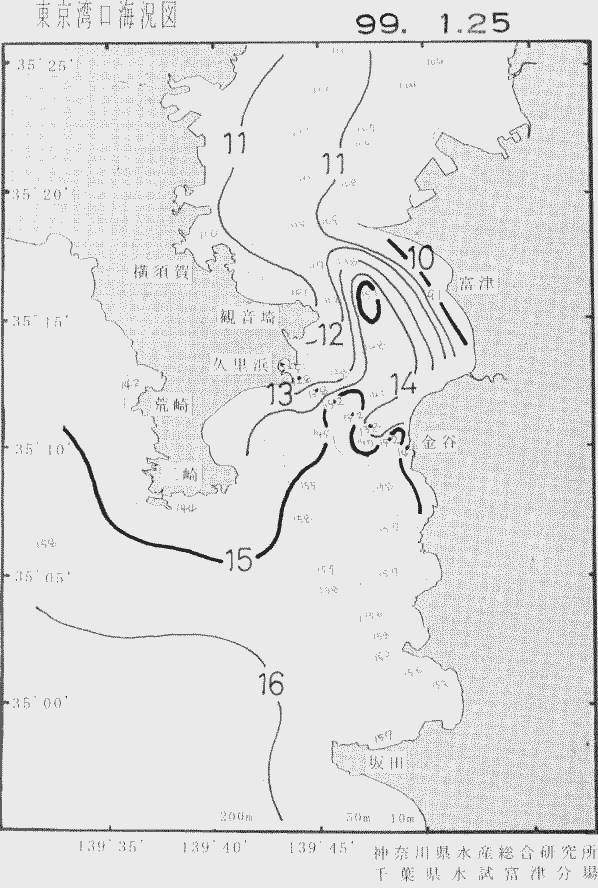 海況図, 東京湾口海況図 検索結果, (水温分布 等を図示)