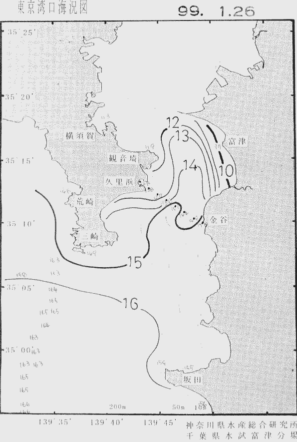 海況図, 東京湾口海況図 検索結果, (水温分布 等を図示)