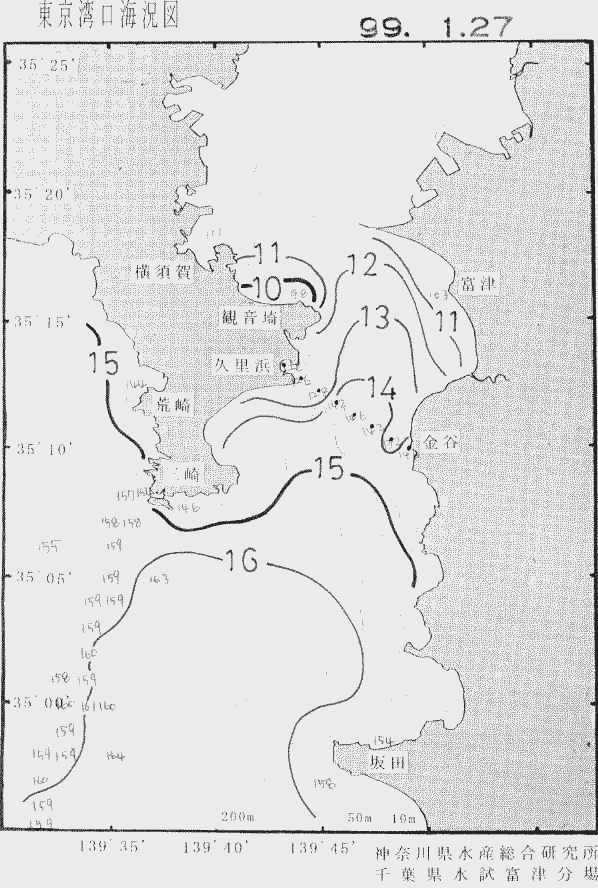 海況図, 東京湾口海況図 検索結果, (水温分布 等を図示)