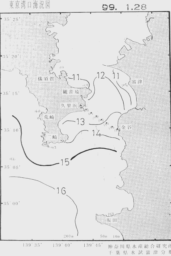 海況図, 東京湾口海況図 検索結果, (水温分布 等を図示)