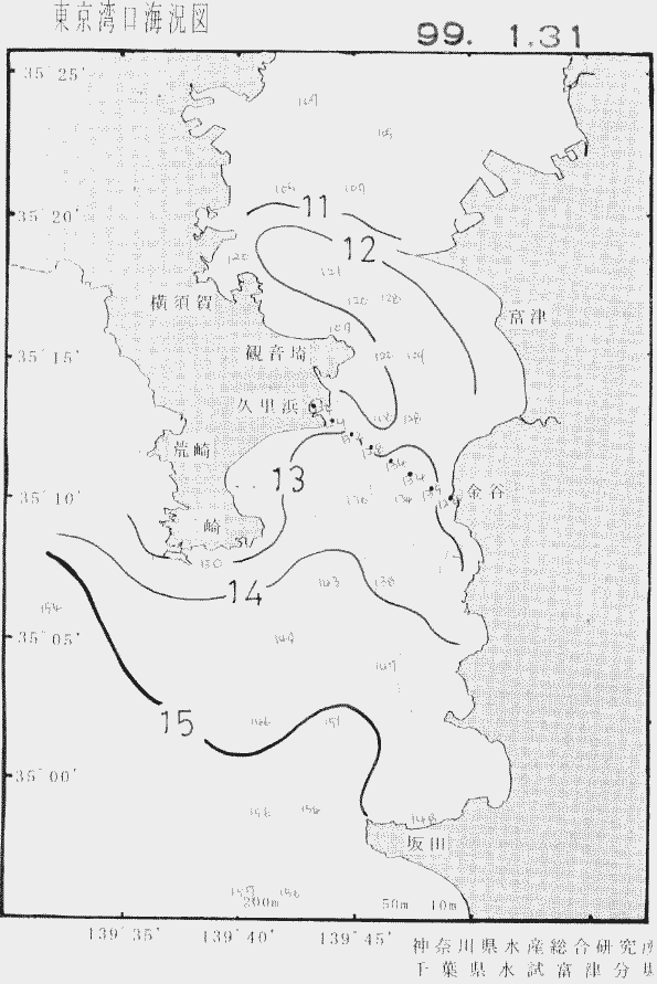 海況図, 東京湾口海況図 検索結果, (水温分布 等を図示)