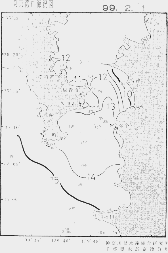 海況図, 東京湾口海況図 検索結果, (水温分布 等を図示)