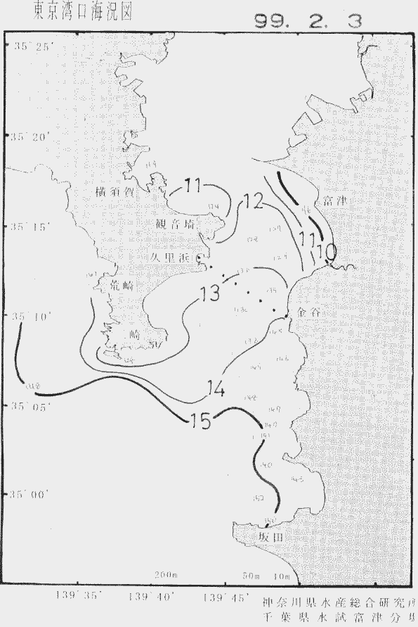 海況図, 東京湾口海況図 検索結果, (水温分布 等を図示)