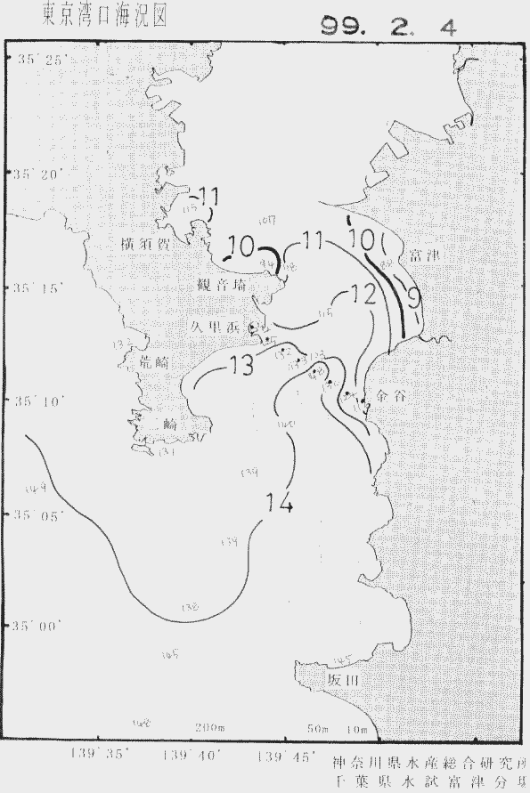 海況図, 東京湾口海況図 検索結果, (水温分布 等を図示)