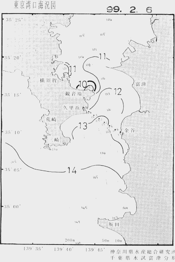 海況図, 東京湾口海況図 検索結果, (水温分布 等を図示)