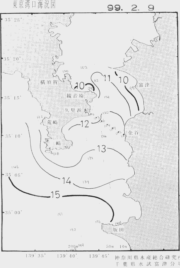 海況図, 東京湾口海況図 検索結果, (水温分布 等を図示)
