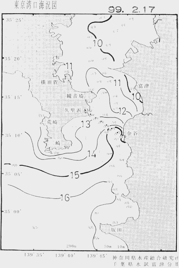 海況図, 東京湾口海況図 検索結果, (水温分布 等を図示)