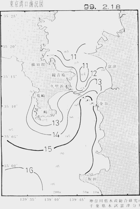 海況図, 東京湾口海況図 検索結果, (水温分布 等を図示)