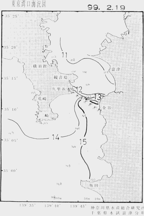 海況図, 東京湾口海況図 検索結果, (水温分布 等を図示)