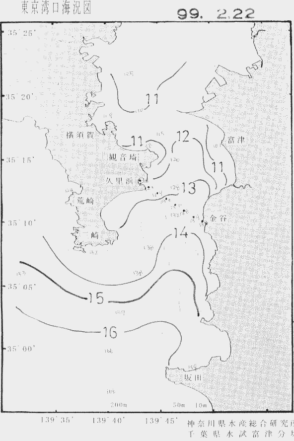 海況図, 東京湾口海況図 検索結果, (水温分布 等を図示)