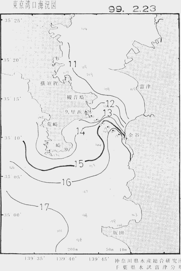 海況図, 東京湾口海況図 検索結果, (水温分布 等を図示)