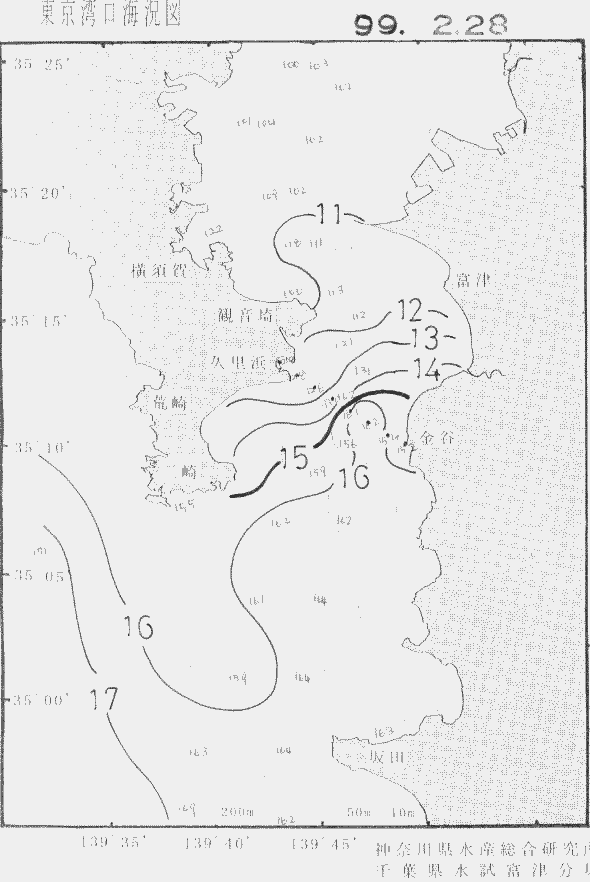 海況図, 東京湾口海況図 検索結果, (水温分布 等を図示)