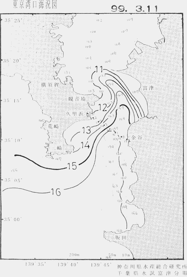 海況図, 東京湾口海況図 検索結果, (水温分布 等を図示)