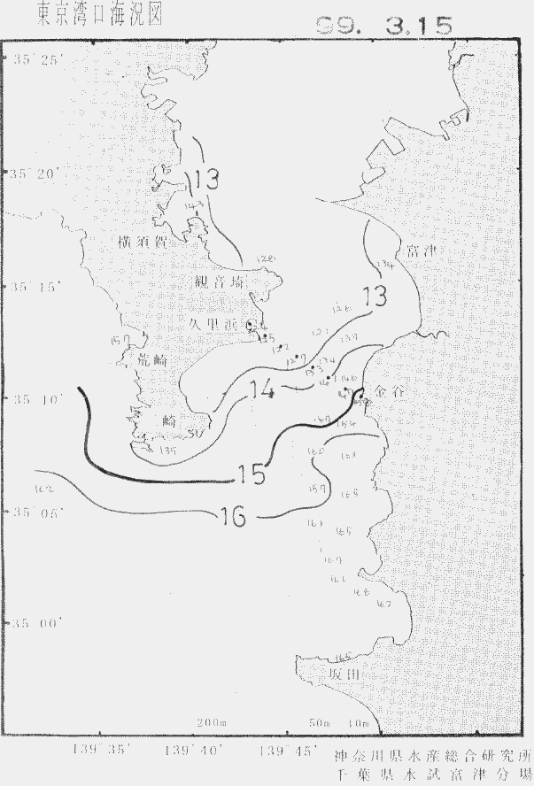 海況図, 東京湾口海況図 検索結果, (水温分布 等を図示)