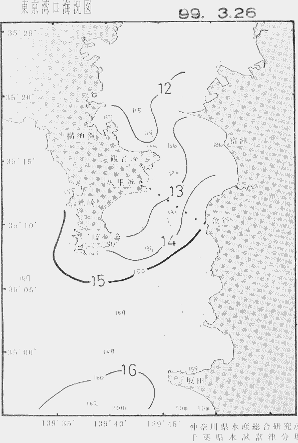 海況図, 東京湾口海況図 検索結果, (水温分布 等を図示)
