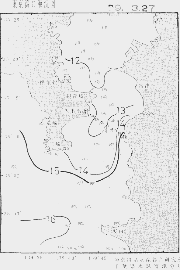 海況図, 東京湾口海況図 検索結果, (水温分布 等を図示)