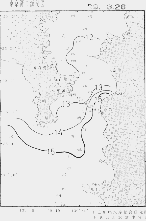 海況図, 東京湾口海況図 検索結果, (水温分布 等を図示)