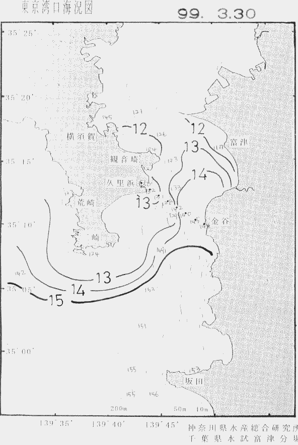 海況図, 東京湾口海況図 検索結果, (水温分布 等を図示)