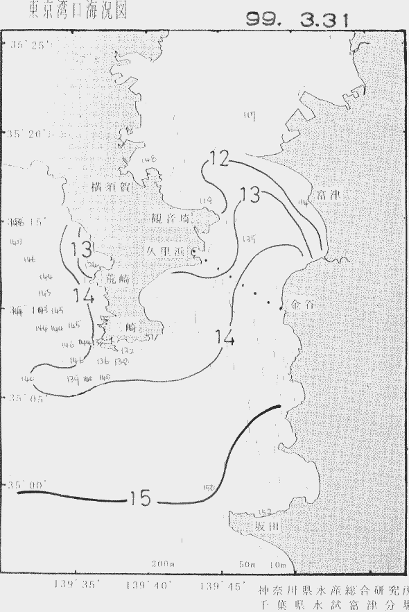 海況図, 東京湾口海況図 検索結果, (水温分布 等を図示)