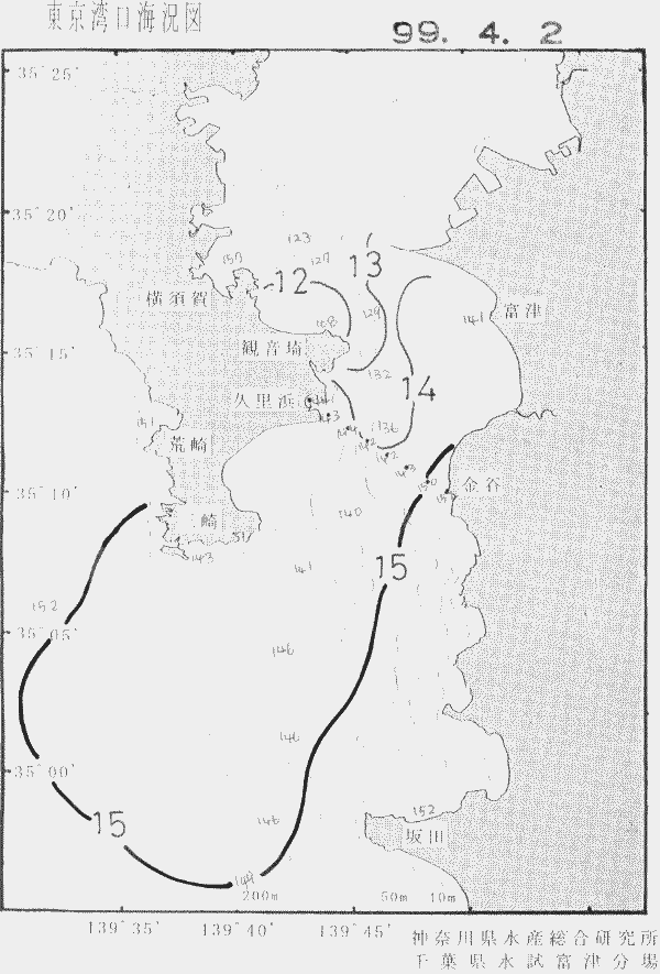 海況図, 東京湾口海況図 検索結果, (水温分布 等を図示)