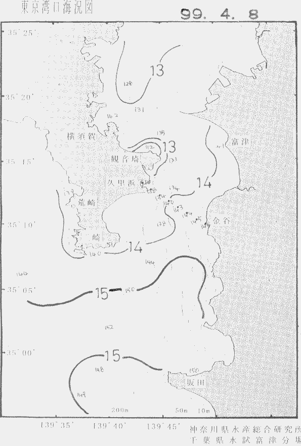 海況図, 東京湾口海況図 検索結果, (水温分布 等を図示)