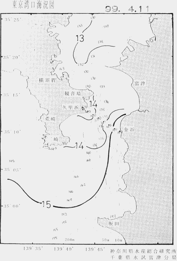海況図, 東京湾口海況図 検索結果, (水温分布 等を図示)