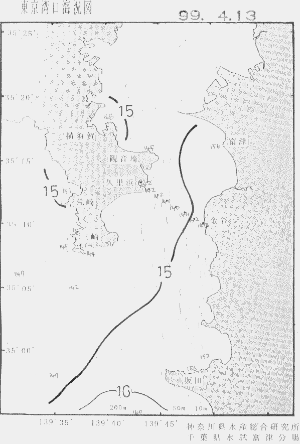 海況図, 東京湾口海況図 検索結果, (水温分布 等を図示)