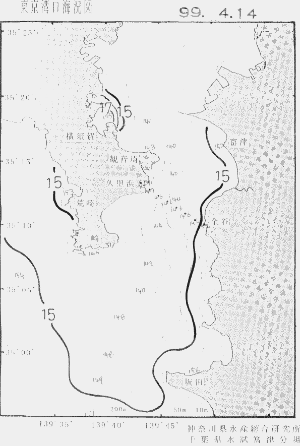 海況図, 東京湾口海況図 検索結果, (水温分布 等を図示)