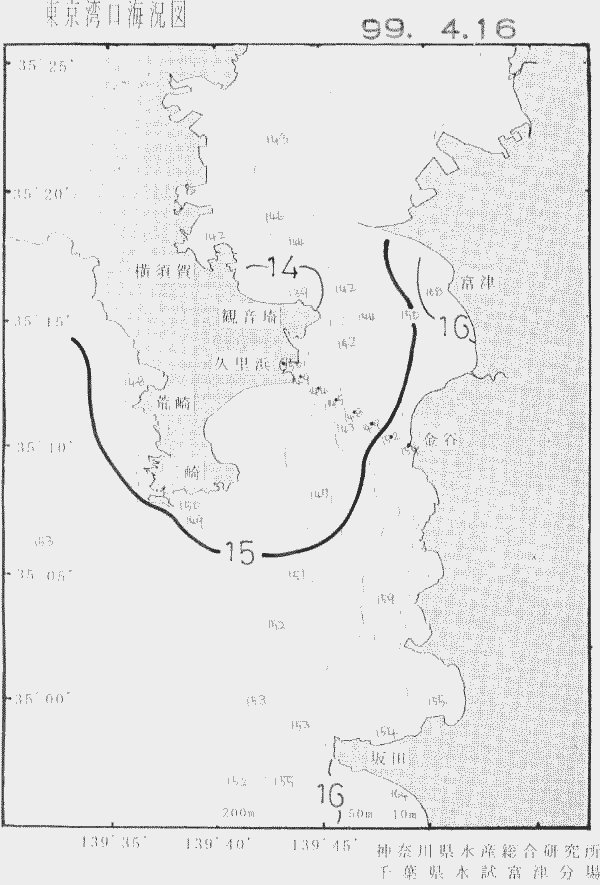 海況図, 東京湾口海況図 検索結果, (水温分布 等を図示)