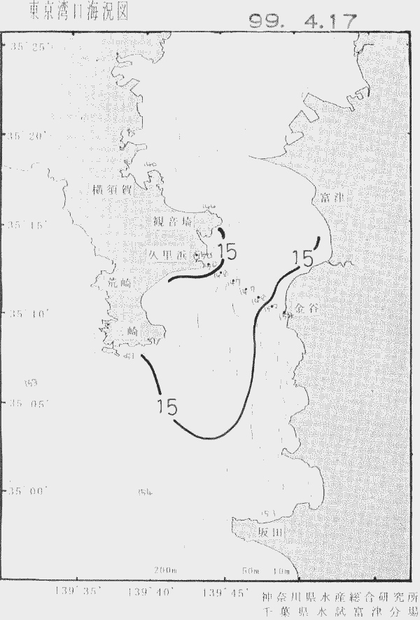 海況図, 東京湾口海況図 検索結果, (水温分布 等を図示)