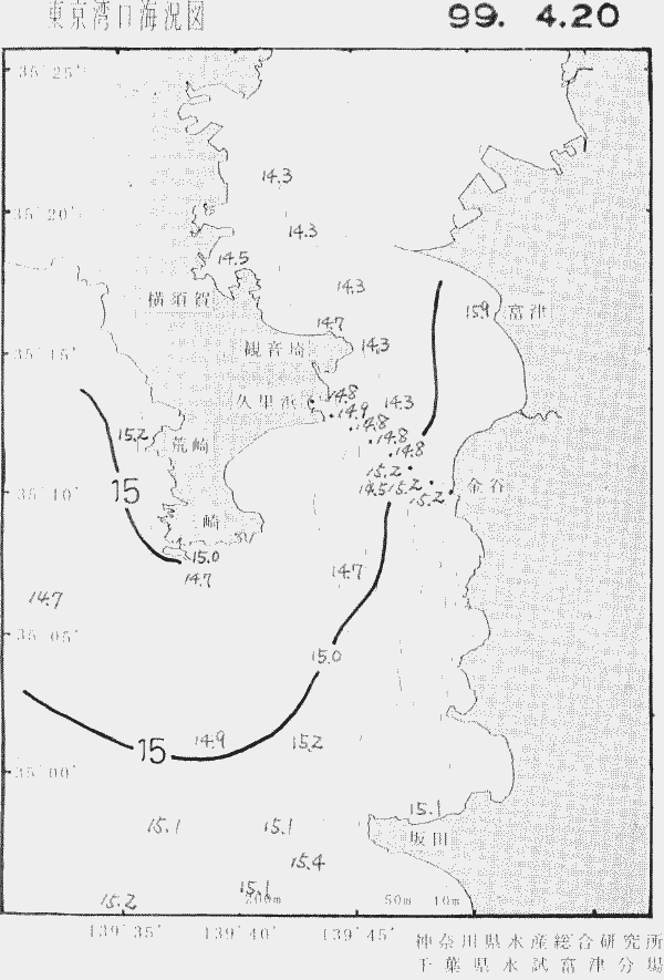 海況図, 東京湾口海況図 検索結果, (水温分布 等を図示)