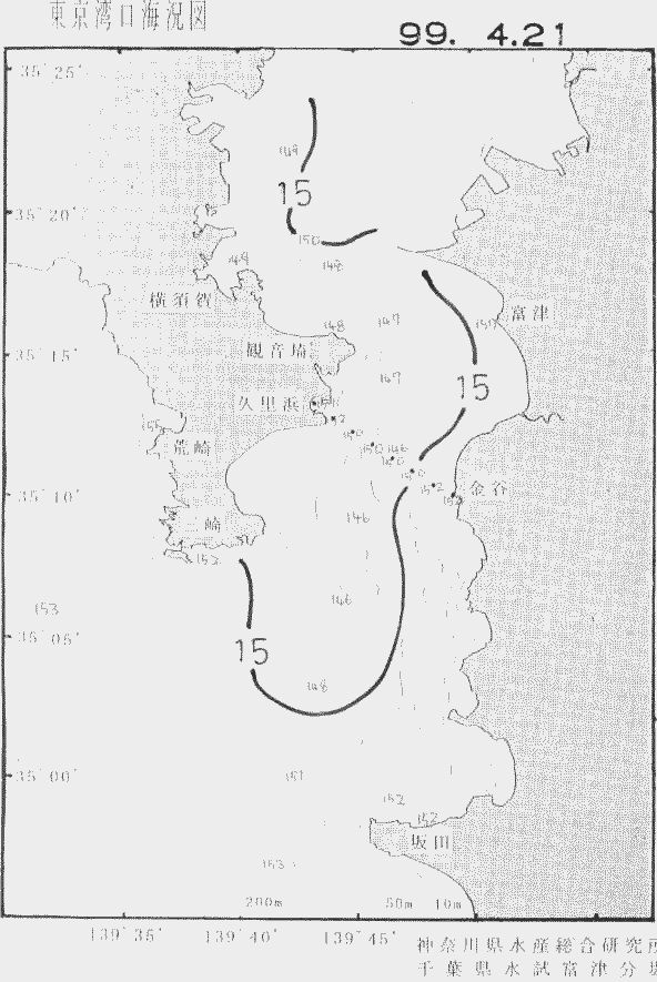 海況図, 東京湾口海況図 検索結果, (水温分布 等を図示)