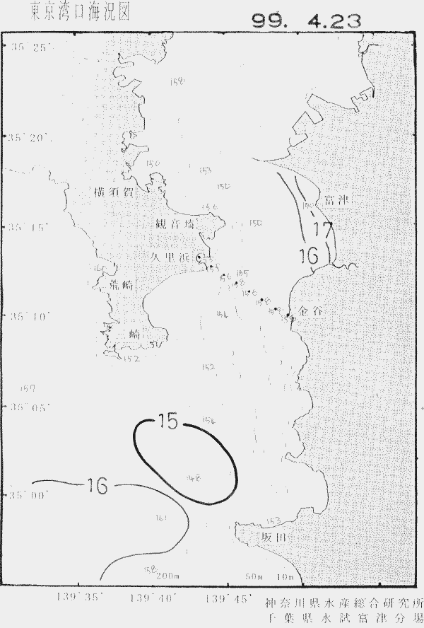海況図, 東京湾口海況図 検索結果, (水温分布 等を図示)