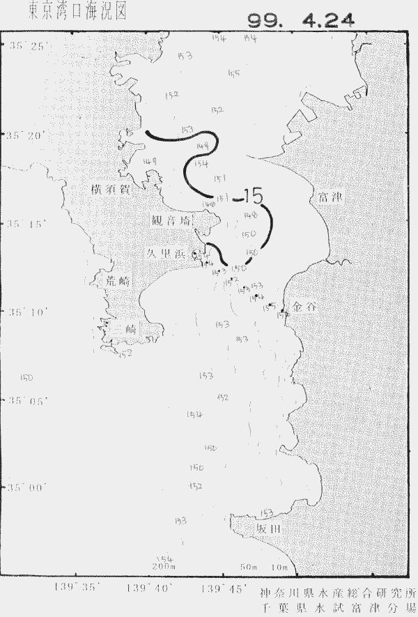 海況図, 東京湾口海況図 検索結果, (水温分布 等を図示)