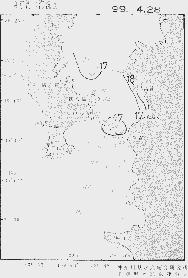 海況図, 東京湾口海況図 検索結果, (水温分布 等を図示)