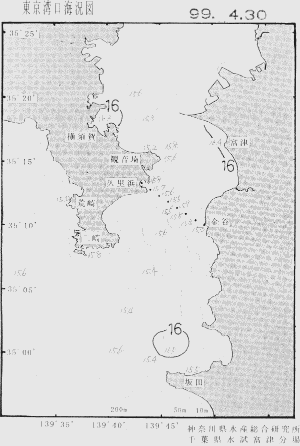 海況図, 東京湾口海況図 検索結果, (水温分布 等を図示)