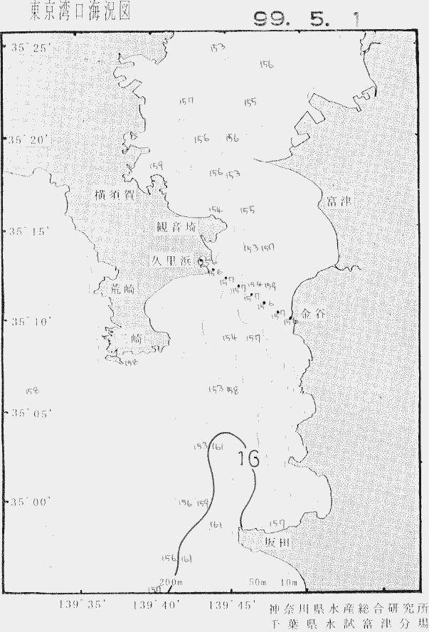 海況図, 東京湾口海況図 検索結果, (水温分布 等を図示)