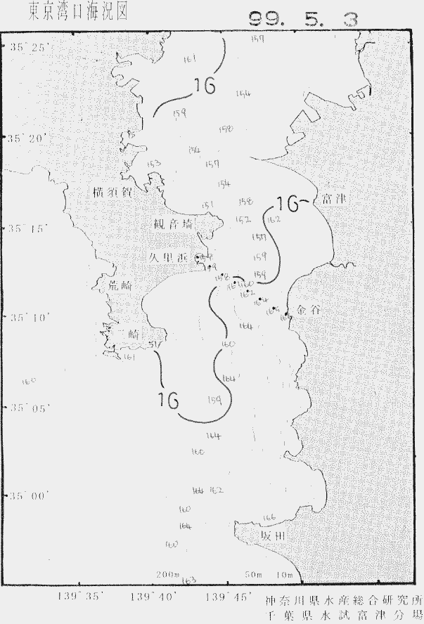 海況図, 東京湾口海況図 検索結果, (水温分布 等を図示)